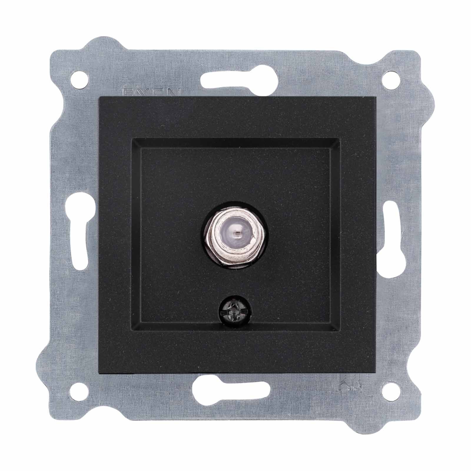 Exen Metalik Siyah Modül+Kapak  Uydu Prizi (F Konnektör)