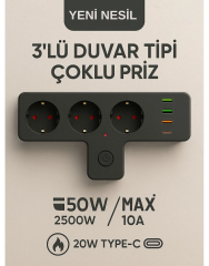 Strip Power Termal Akim Korumali Çoklu Priz