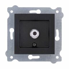 Exen Metalik Siyah Modül+Kapak  Uydu Prizi Ekranli (F Konnektör)