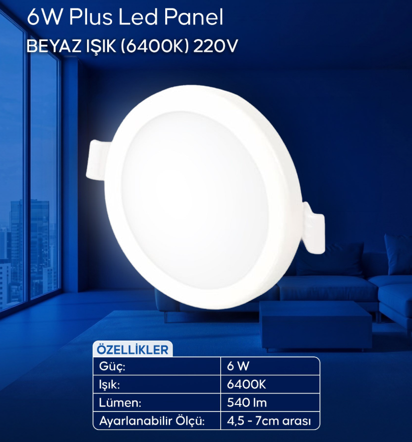 Cata 6 W Ayarlanabilir Plus Slim Led Panel CT-5645 Beyaz