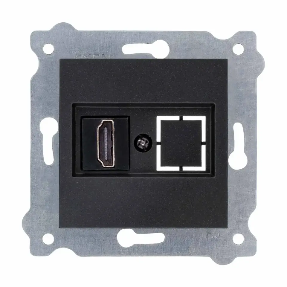 Exen Metalik Siyah Modül+Kapak  Hdmi Priz Jakli