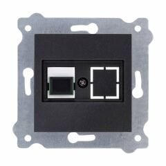 Exen Metalik Siyah Modül+Kapak  Fiber Optik