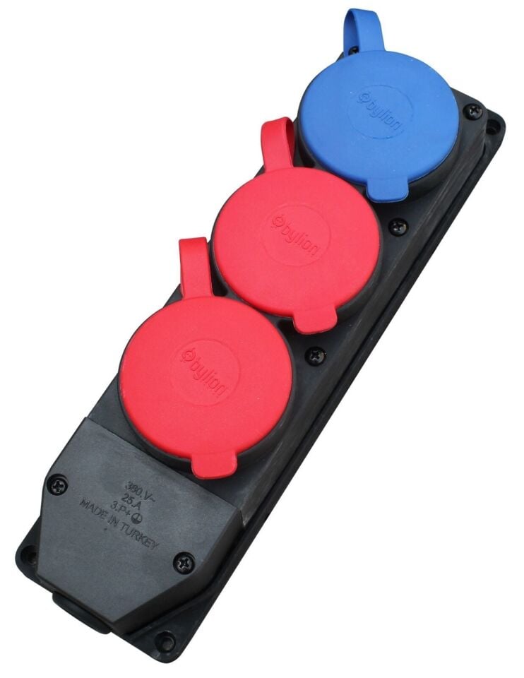 Bylion Kauçuk Üçlü Grup Priz (2 Adet 3X25A-1 Adet 1X16A) - 2T1M