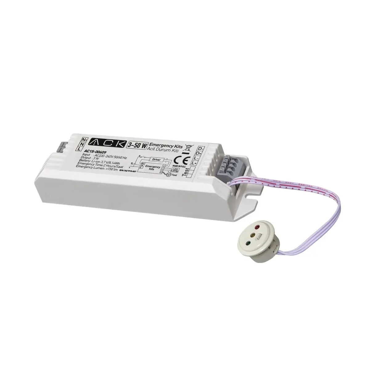 Ack 230V Ac/50 Hz / 1,5W (0,009 A) / Ip20  Acil Aydinlatma Kiti