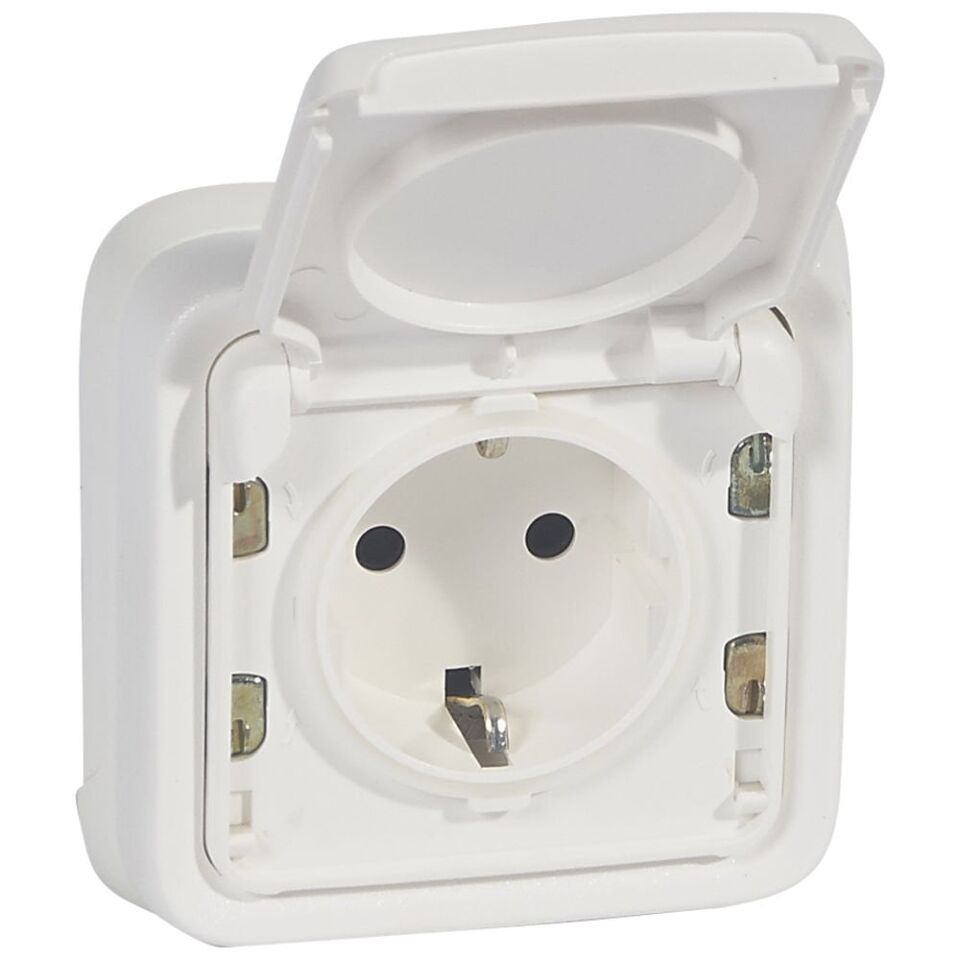 Legrand  Plexo IP55  sıva altı antimikrobiyel kapaklı  tırnaklı priz, komple ürün, beyaz LEG-070773