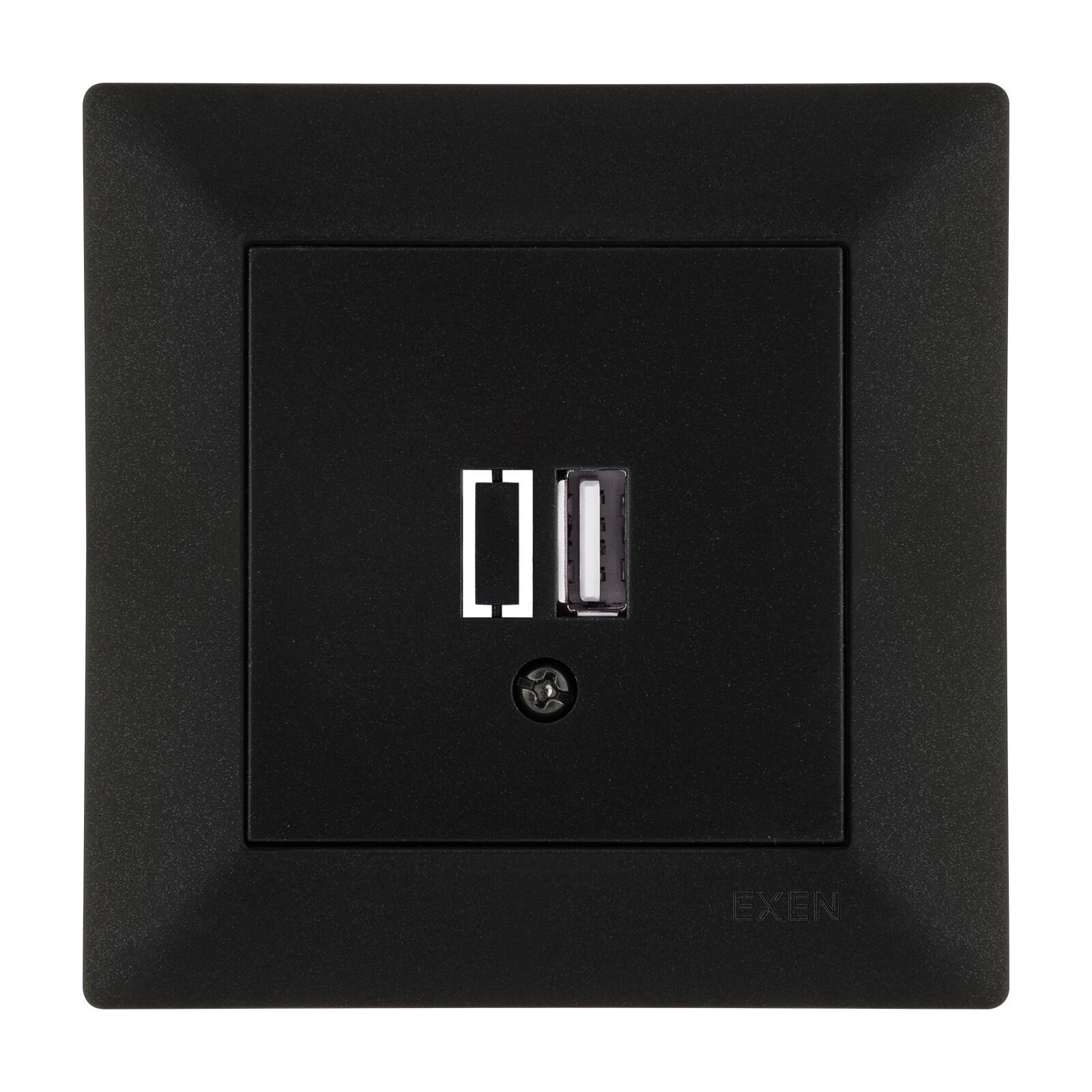 Exen Odak Metalik Siyah Usb Sarj Prizi Komple Takim