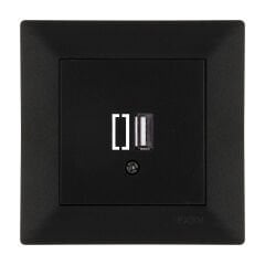 Exen Odak Metalik Siyah Usb Sarj Prizi Komple Takim