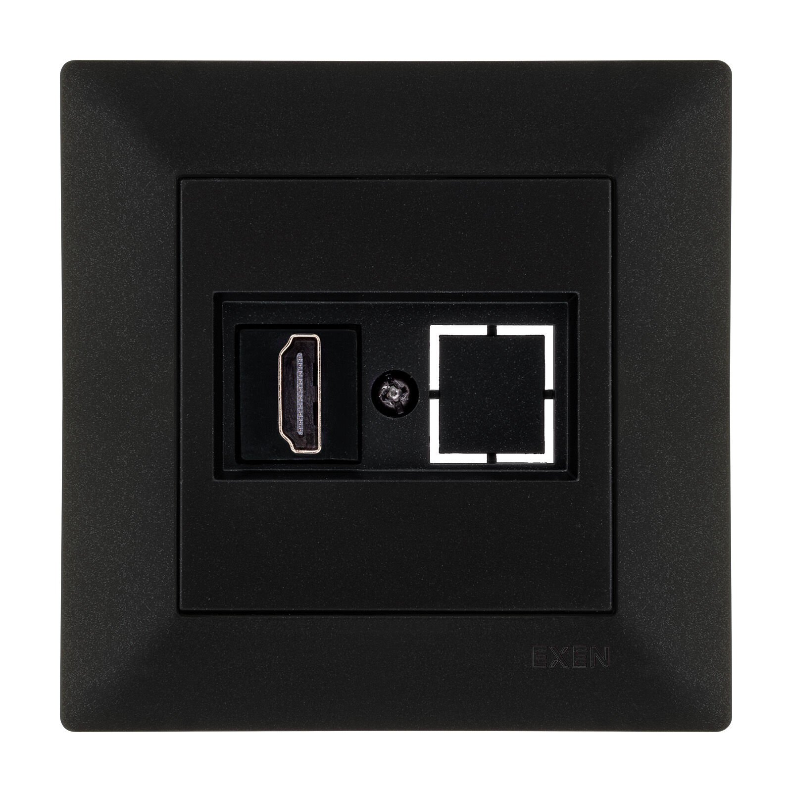 Exen Odak Metalik Siyah Hdmi Priz Jakli Komple Takim