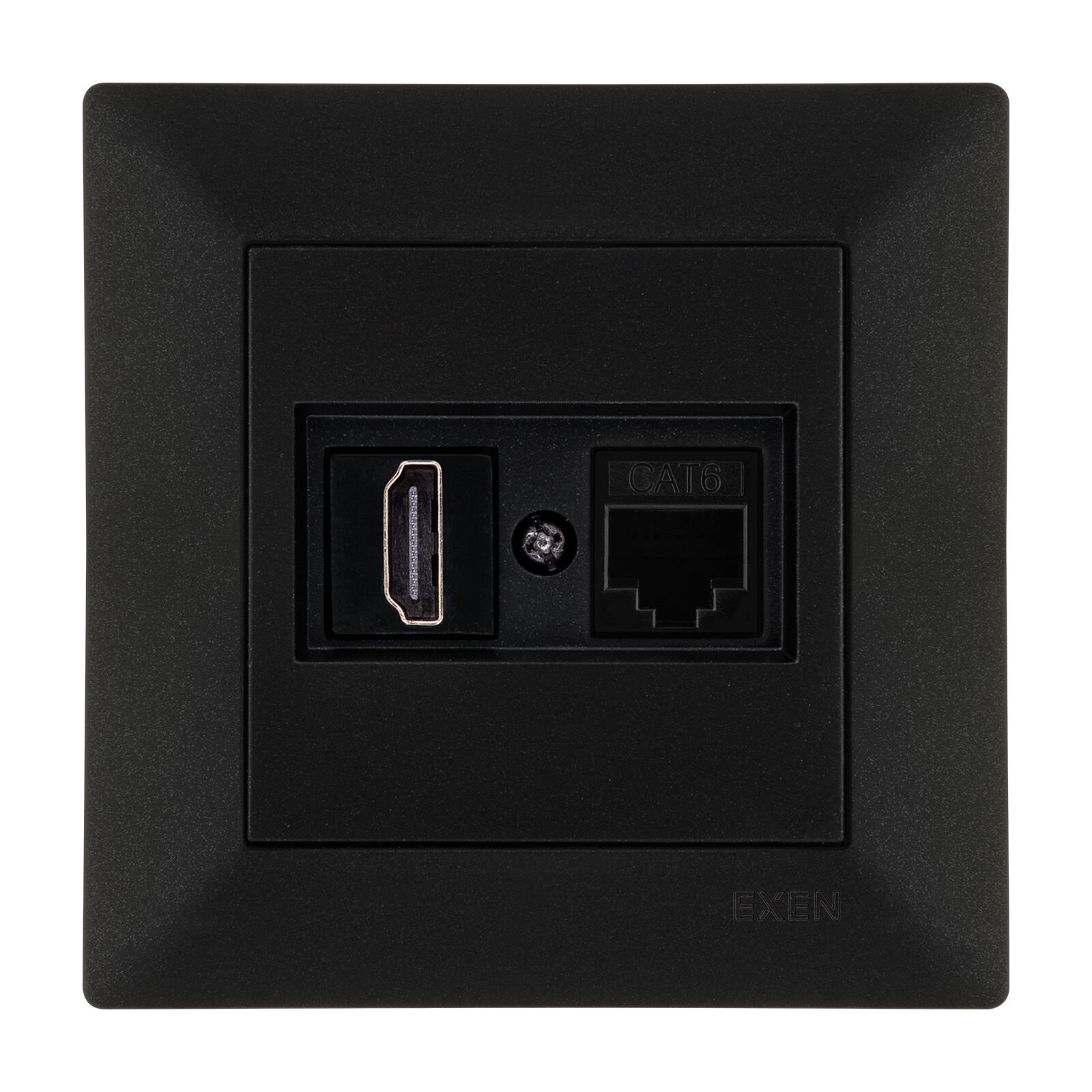 Exen Odak Metalik Siyah Hdmi+Data Priz Jakli Komple Takim