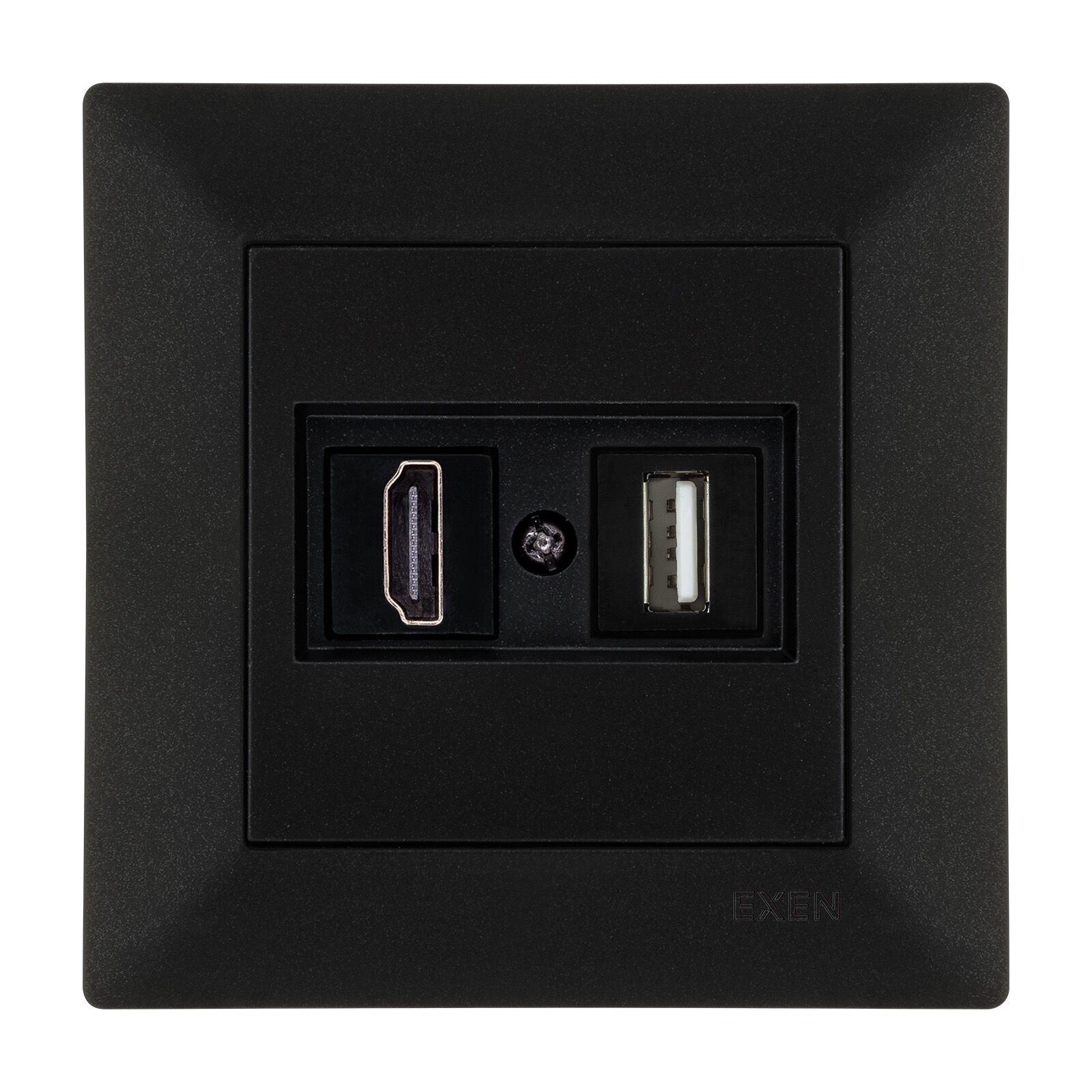 Exen Odak Metalik Siyah Hdmi+Usb Prizi Jakli (Sarj Edemez) Komple Takim