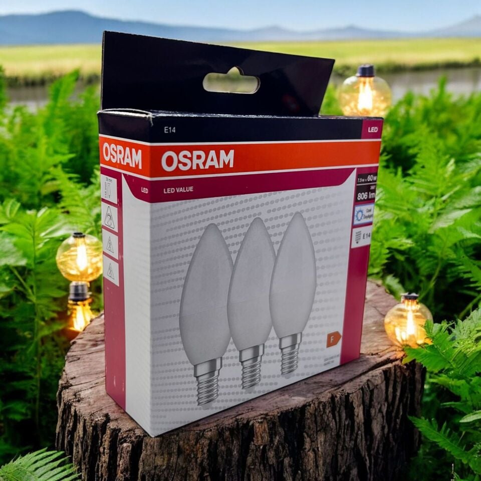 Osram 7,5W E-14 Led Buji Ampul 6500K 3lü Set