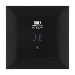 Exen Odak Metalik Siyah 2X Usb Sarj Prizi Type-C Komple Takim