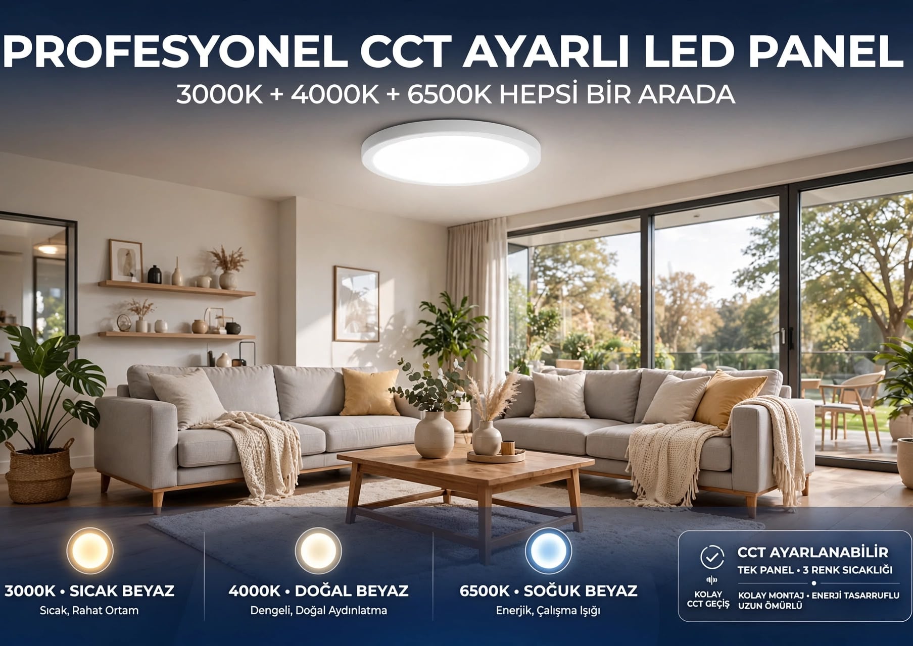 ACK AP03-01890 18W Beyaz Cct Siva Üstü Yuvarlak Led Panel