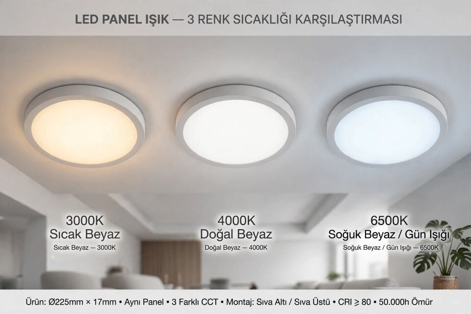 ACK AP03-01890 18W Beyaz Cct Siva Üstü Yuvarlak Led Panel