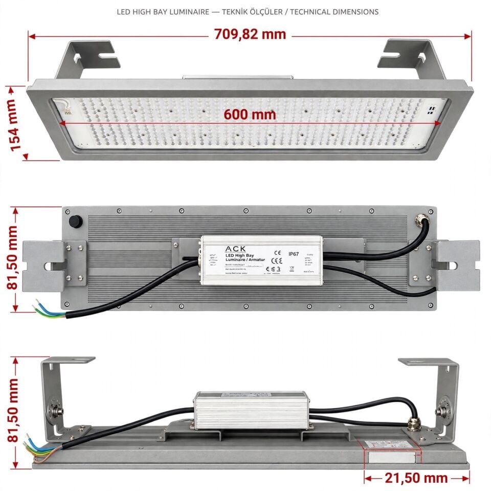 ACK AT47-29433 Yüksek Tavan 150W 6500K Ip66