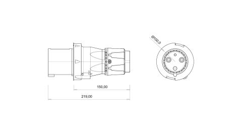 Bemis  3/63A. Düz Fiş IP44 BC1-4403-2011