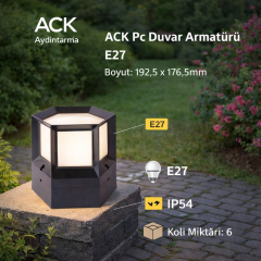 ACK Pc Duvar Armatürü E27 176,5X192,5Mm ag57-02321