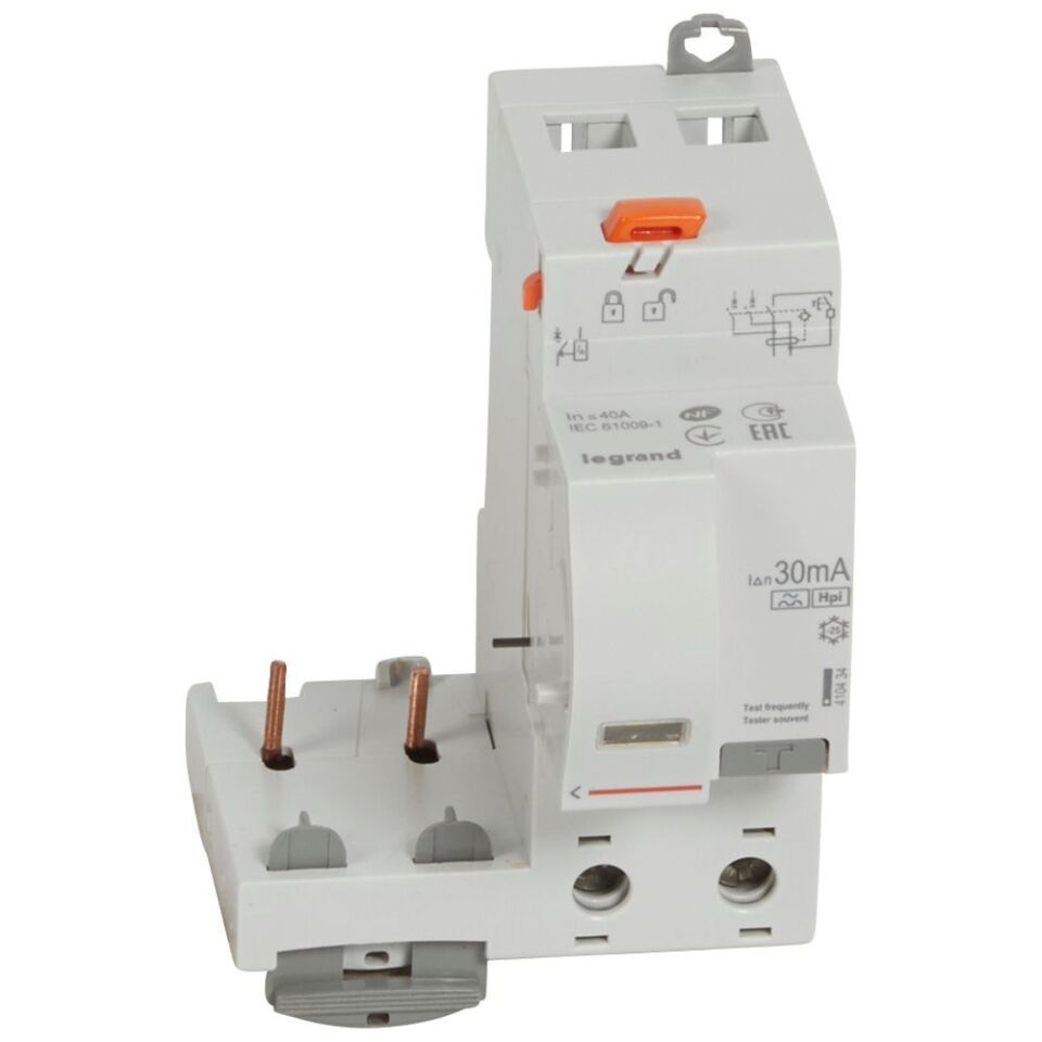Legrand  DX³ yana montaj kaçak akım koruma 2P F 40A 30mA (1 modül/kutup için) LEG-410434