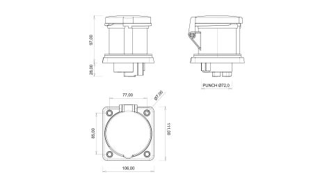 Bemis  3/63A. Makine Priz IP44 BC1-4403-2413