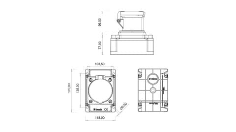 Bemis  3/63A. Duvar Priz IP44 BC1-4403-2510