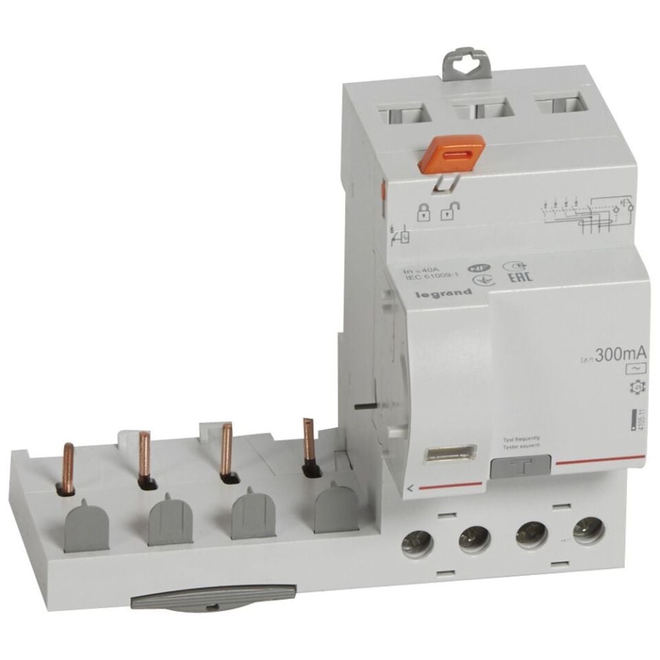 Legrand  DX³ yana montaj kaçak akım koruma 4P AC 40A 300mA (1modül/kutup için) LEG-410511