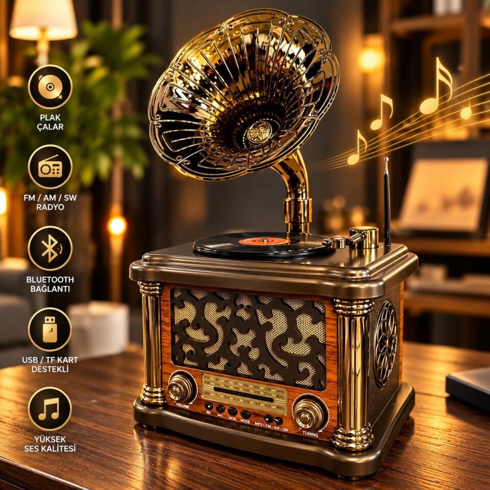 Platoon PL-4719 Nostaljik Radyo - Bluetooth, FM, USB ve SD Girişli Hoparlör