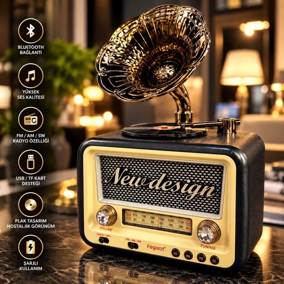 Platoon PL-4721 Nostaljik Radyo - Bluetooth, FM, USB ve SD Destekli Hoparlör