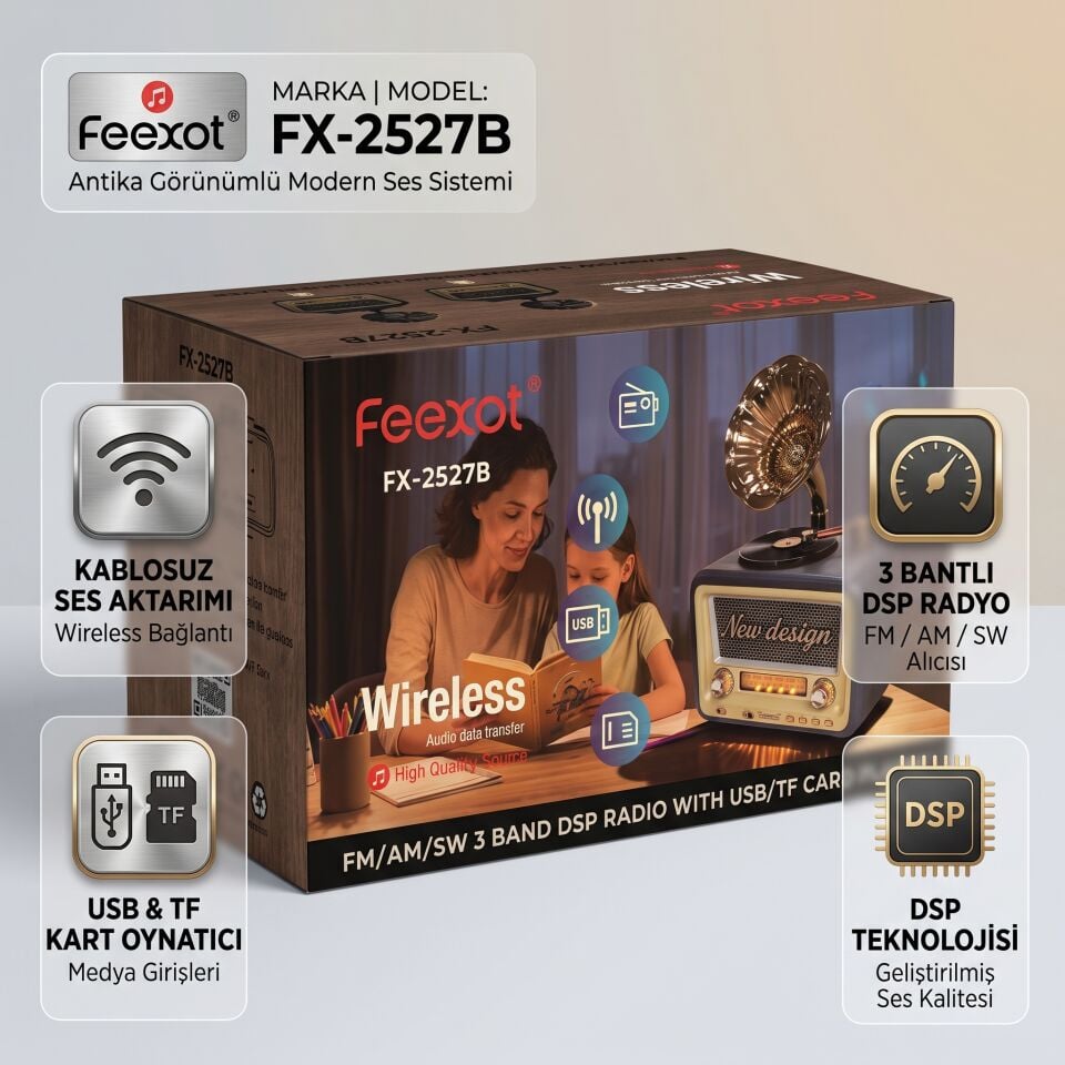 Platoon PL-4721 Nostaljik Radyo - Bluetooth, FM, USB ve SD Destekli Hoparlör