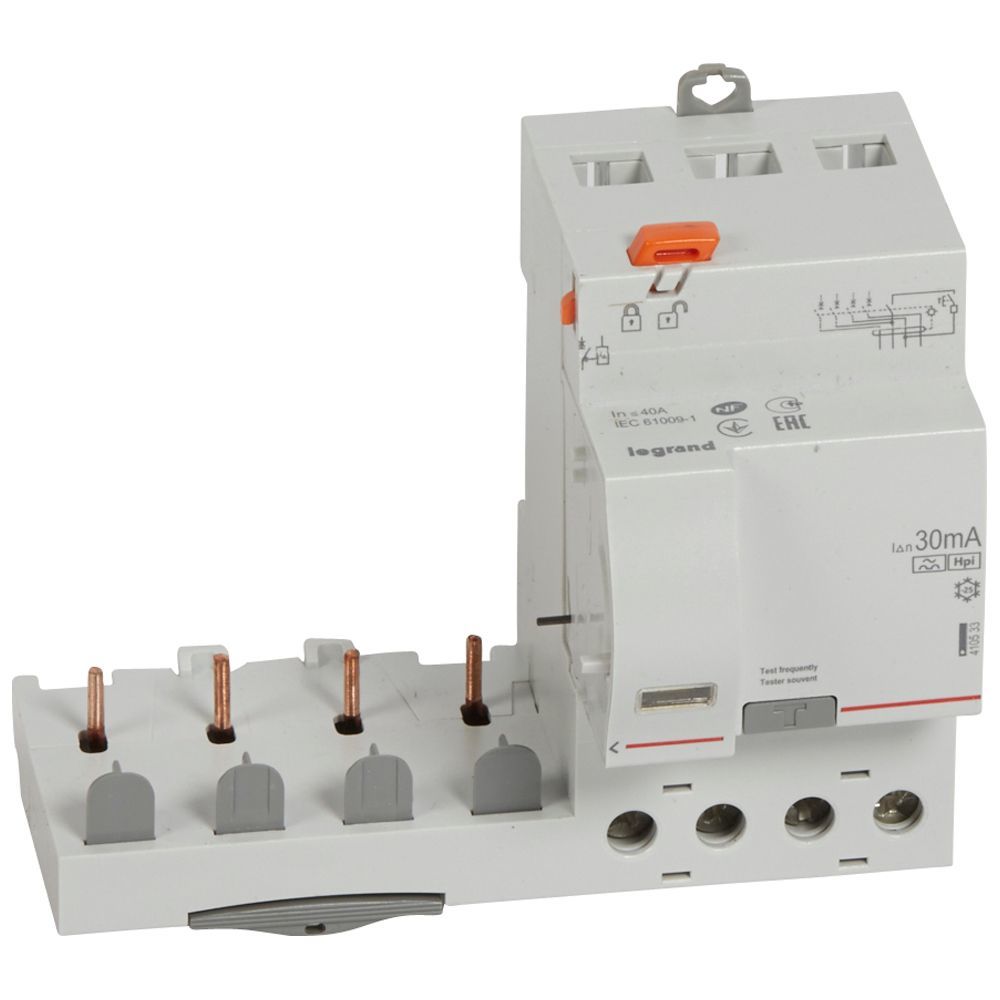 Legrand  DX³ yana montaj kaçak akım koruma 4P F 40A 30mA (1modül/kutup için) LEG-410533