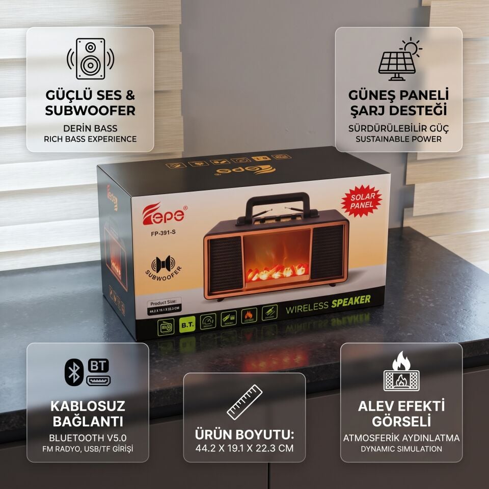 Platoon PL-4726 Şömine Görünümlü Nostaljik Radyo - Bluetooth, FM, USB ve SD Destekli