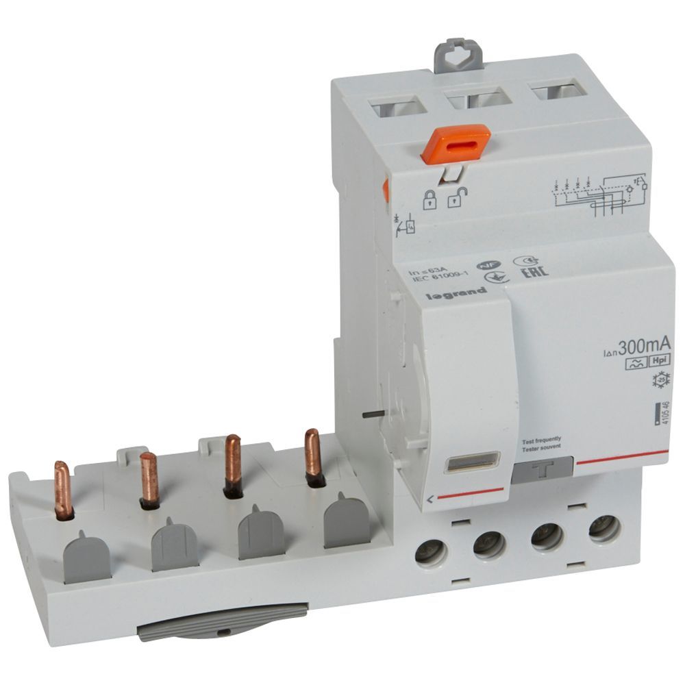 Legrand  DX³ yana montaj kaçak akım koruma 4P F 63A 300mA (1 modül/kutup için) LEG-410546