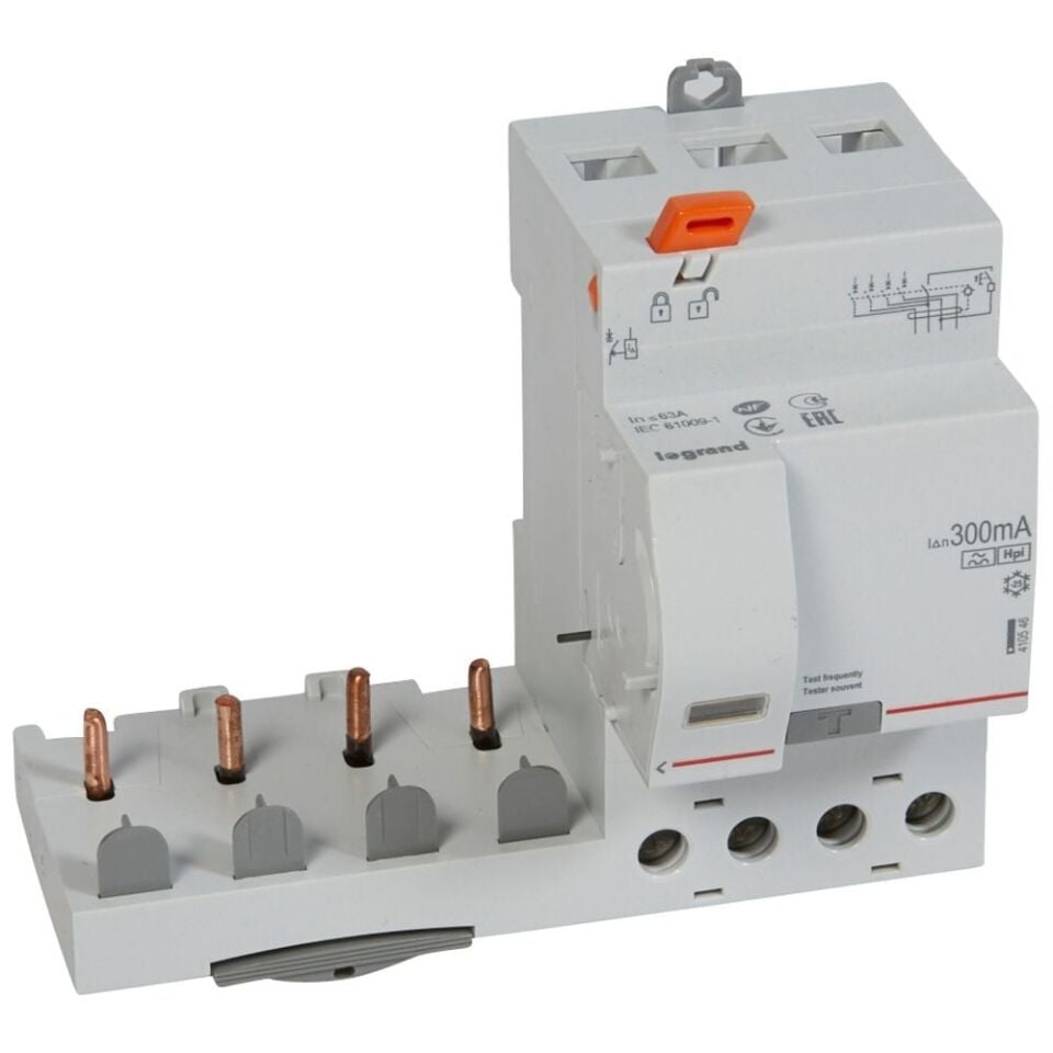 Legrand  DX³ yana montaj kaçak akım koruma 4P F 63A 300mA (1 modül/kutup için) LEG-410546