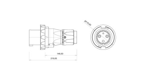 Bemis  3/63A. Düz Fiş IP67 BC1-4403-7011