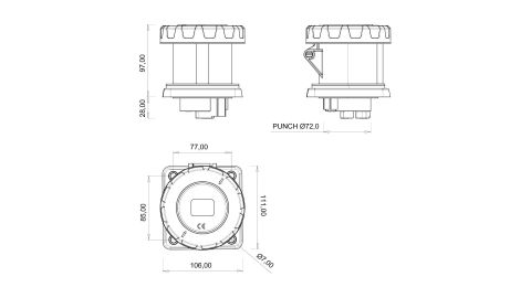 Bemis  3/63A. Makine Priz IP67 BC1-4403-7413
