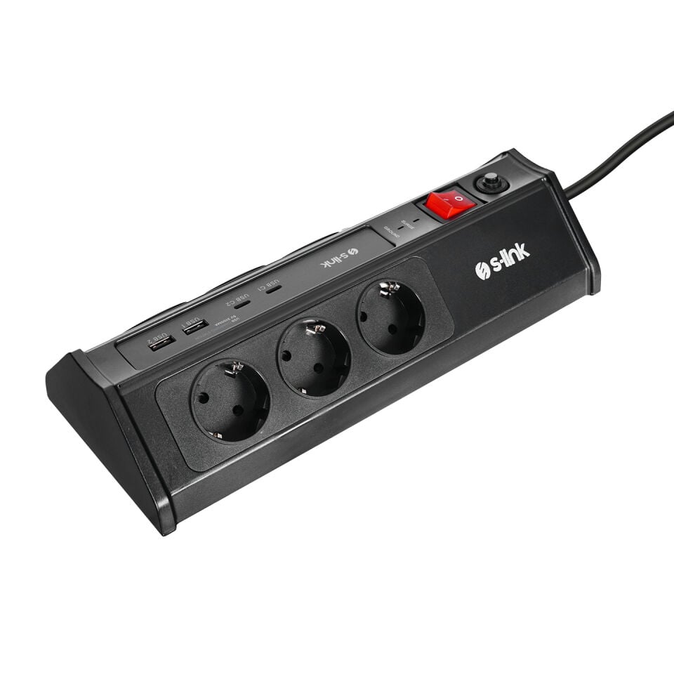 S-Link Prz03 Akim Korumali Priz Prizhive 3M 630 Joule 1.5Mm 2 Usb 2 Typec 2.4A/5V500V 6000V 6Li