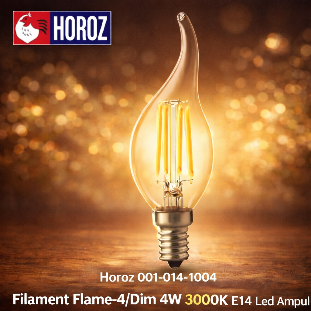 Horoz 001-014-1004 Filament Flame-4/Dim 4W 3000K E14 Led Ampul
