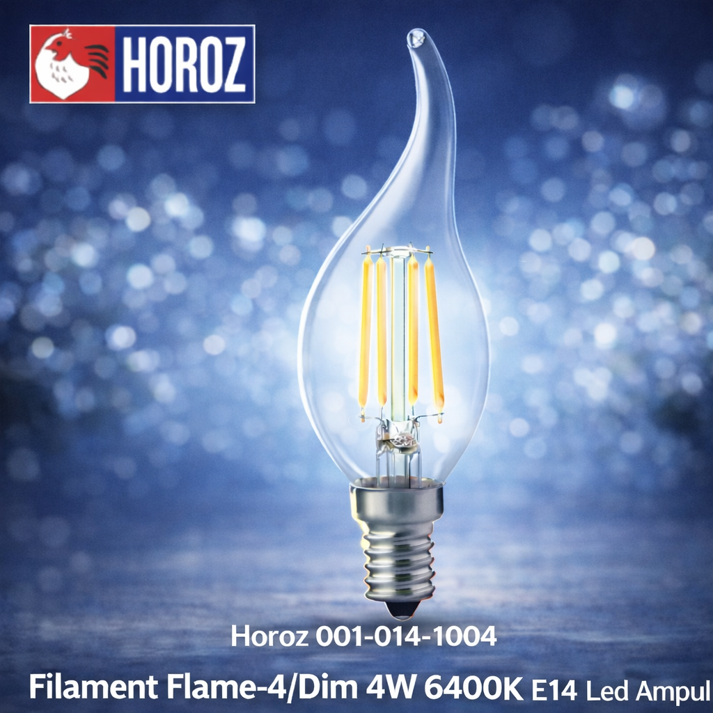 Horoz 001-014-1004 Filament Flame-4/Dim 4W 6400K E14 Led Ampul
