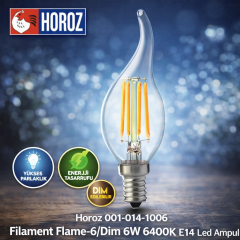 Horoz 001-014-1006 Filament Flame-6/Dim 6W 6400K E14 Led Ampul