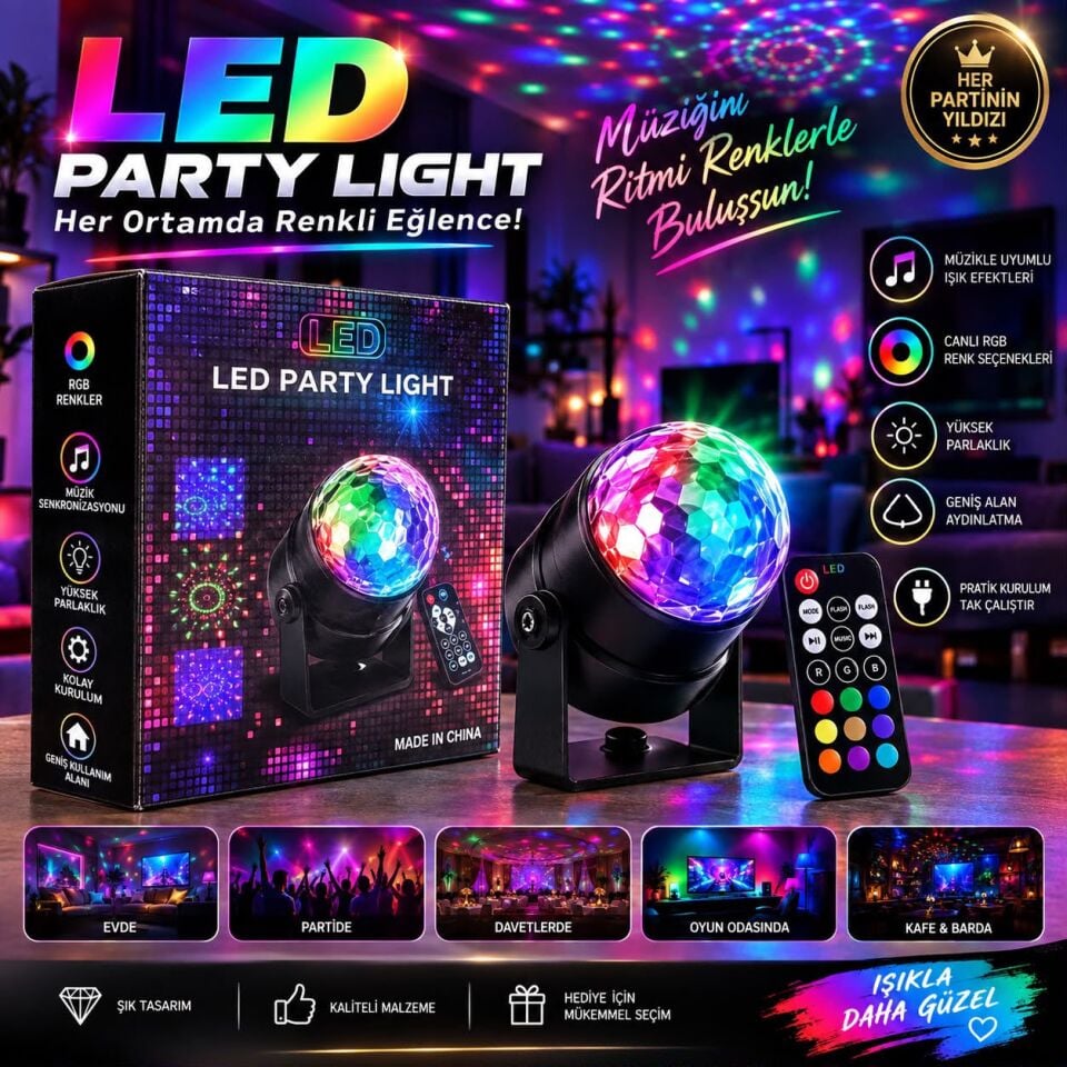 Dempower Dp-256 Oynar Başlikli Kumandali Rgb Disko Topu