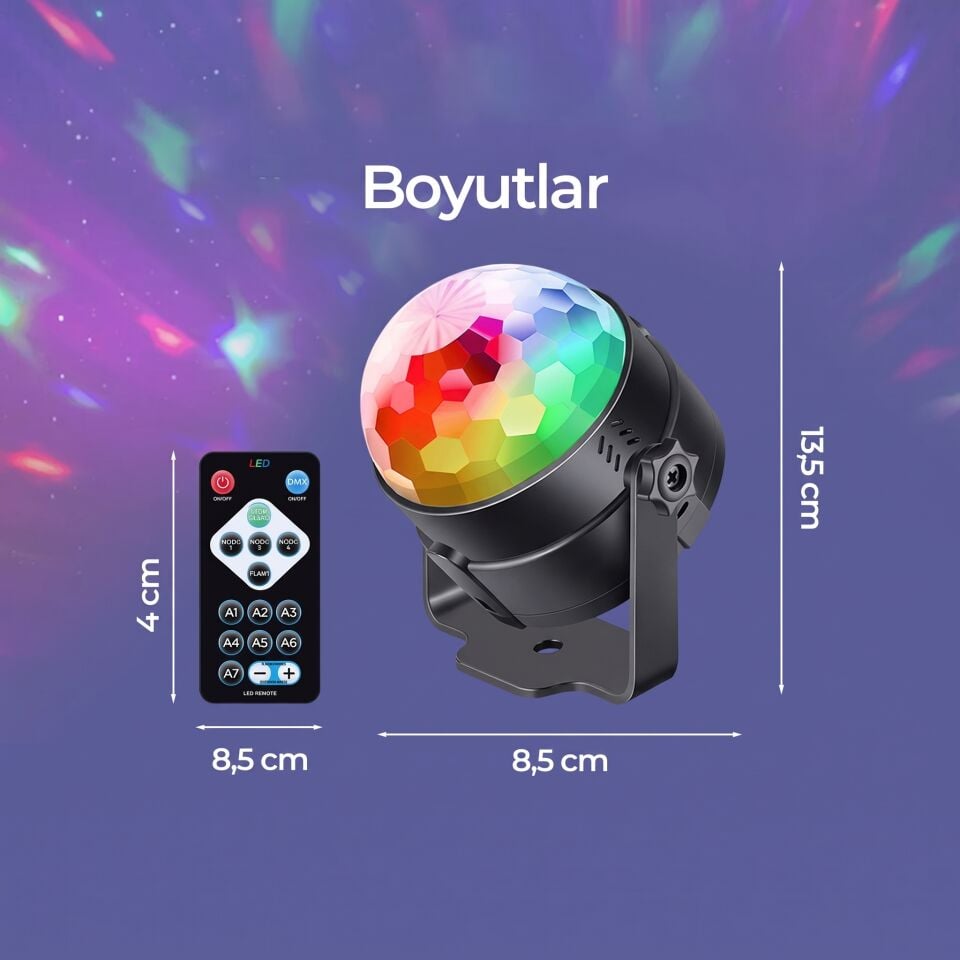 Dempower Dp-256 Oynar Başlikli Kumandali Rgb Disko Topu