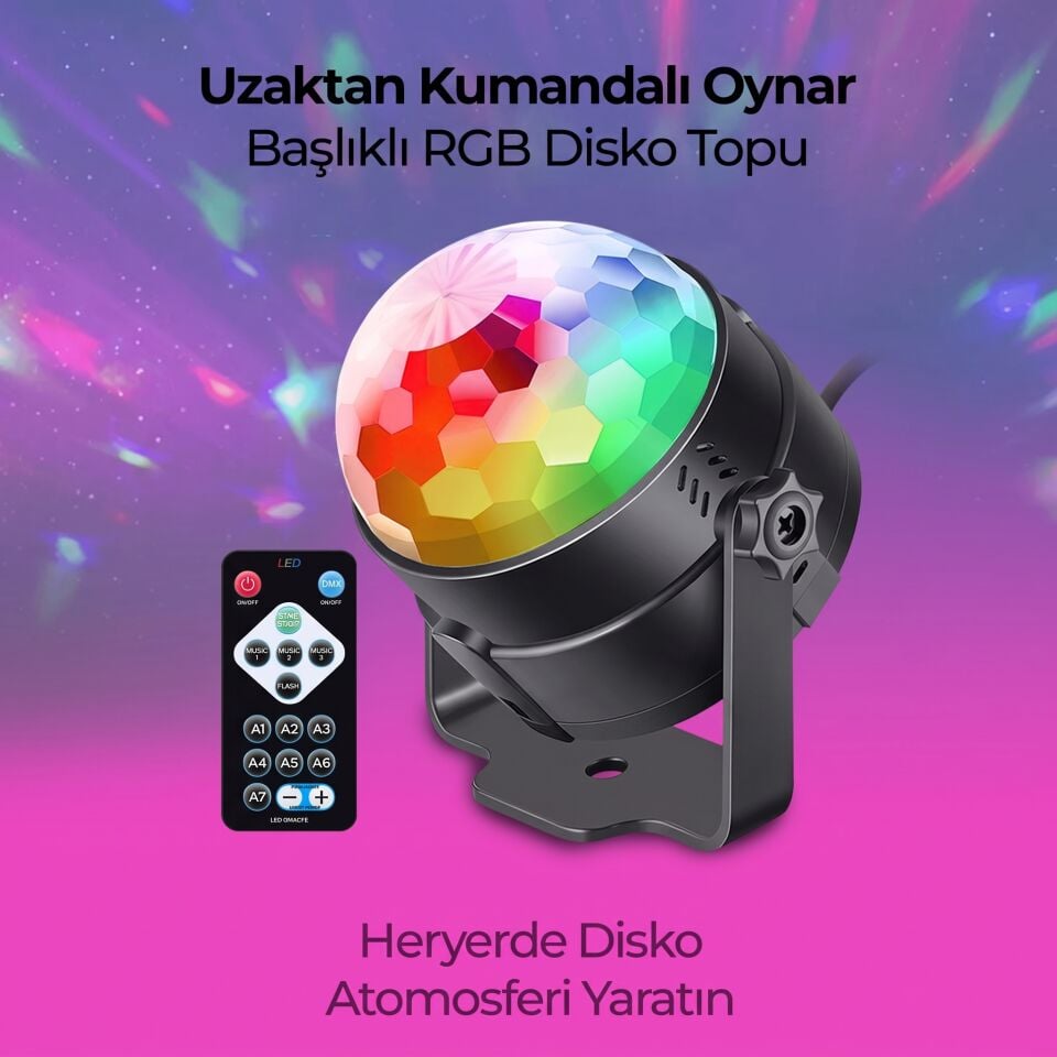 Dempower Dp-256 Oynar Başlikli Kumandali Rgb Disko Topu