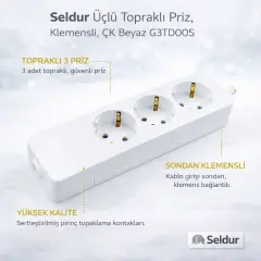 Seldur Üçlü Toprakli Priz, Klemensli, ÇK G3TD00S
