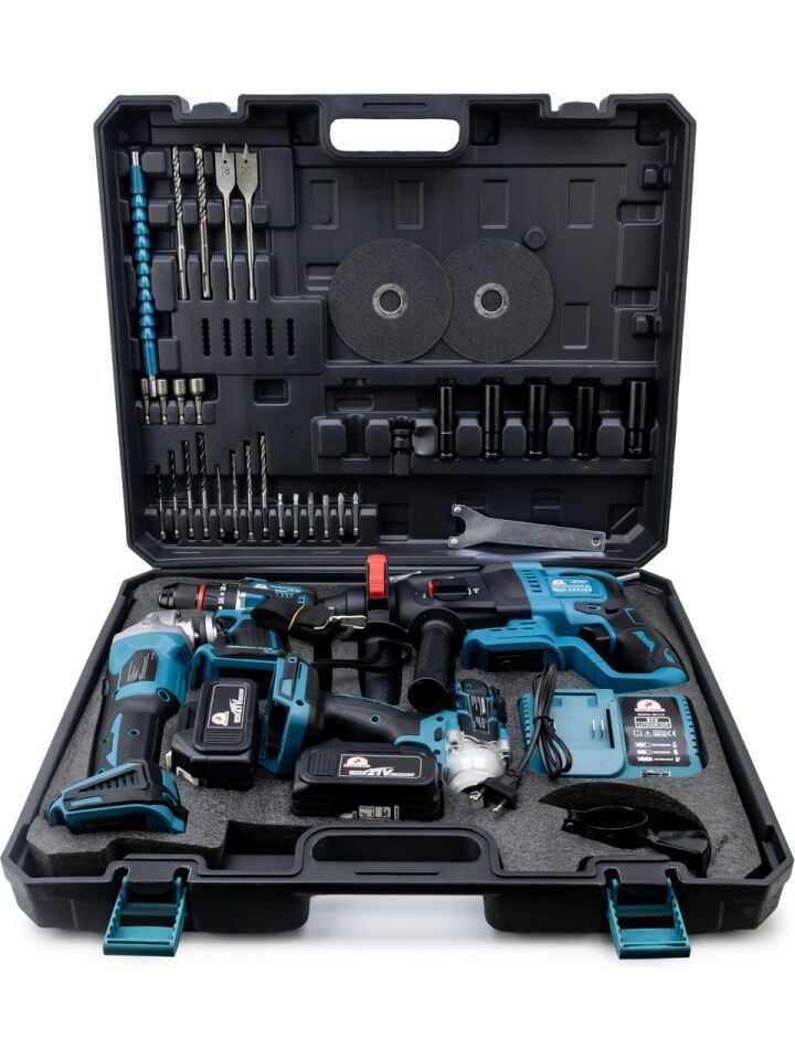 CHELİKBEİ MK350 4'lü Şarjlı Profesyonel Set (Matkap + Somun Sıkma + Spiral + Hilti)