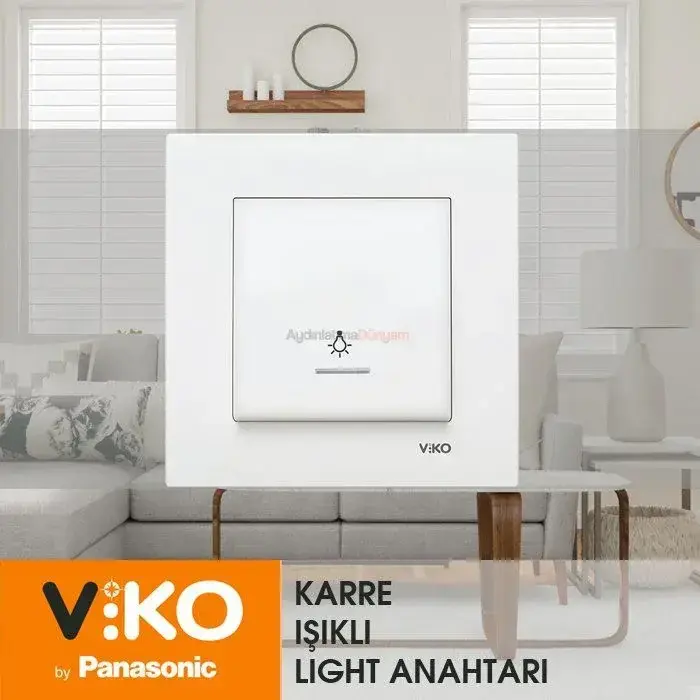 Viko Karre Beyaz Işıklı Anahtar  Çerceve Dahil