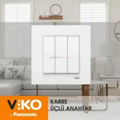 Viko Karre Beyaz Üçlü Anahtar  Çerceve Dahil