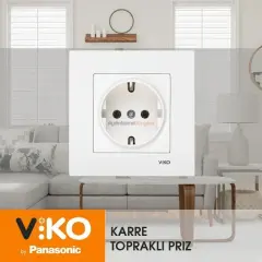 Viko Karre Beyaz Topraklı Priz  Çerceve Dahil