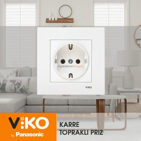 Viko Karre Beyaz Topraklı Priz  Çerceve Dahil