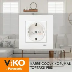 Viko Karre Beyaz Topraklı Priz Çocuk Korumalı Çerceve Dahil