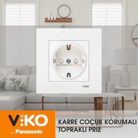 Viko Karre Beyaz Topraklı Priz Çocuk Korumalı Çerceve Dahil