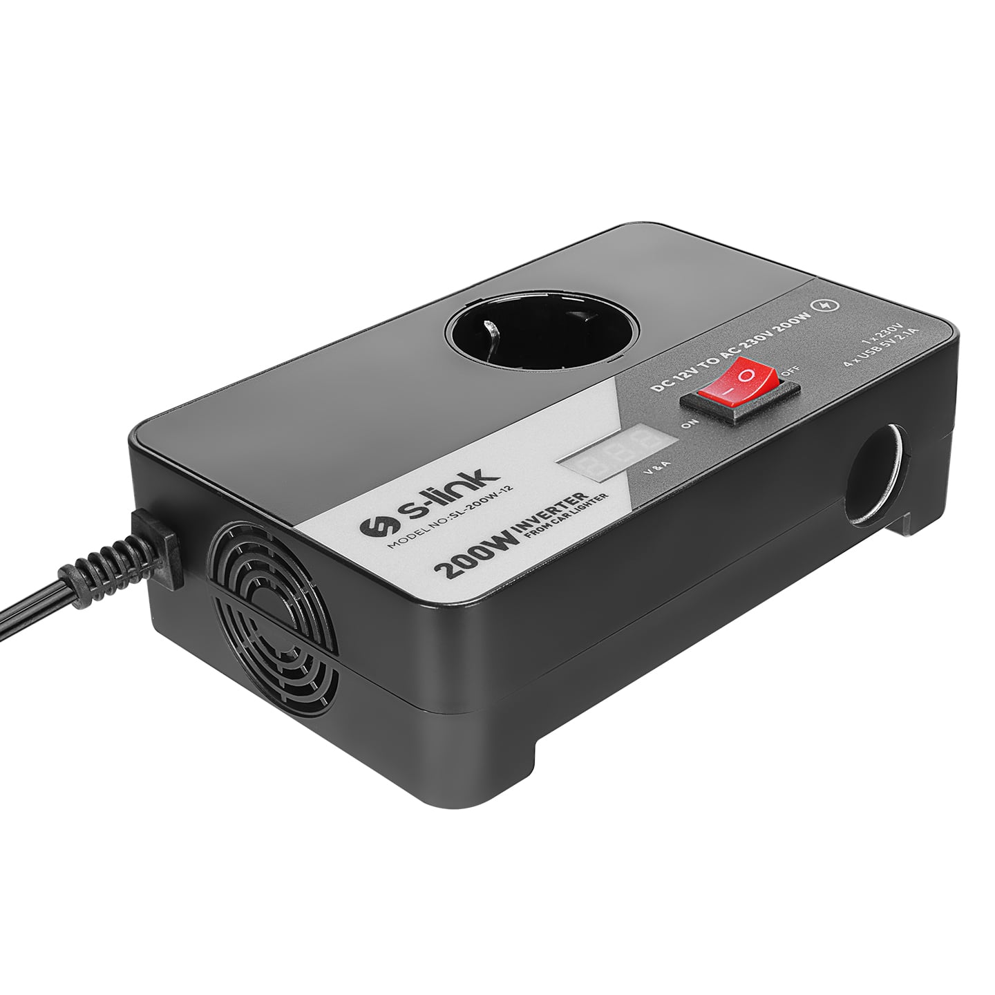 S-Link SL-200W-12 200W DC12V-AC230 Çakmaktan Power Inverter